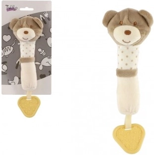 Csörgő/rágó plüss medve 24 cm bézs, kártyán, tasakban 0+