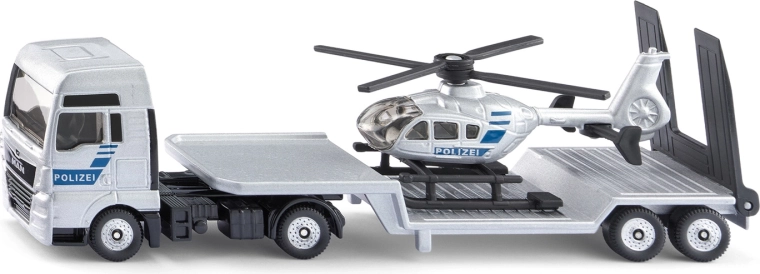 Siku Super rendőrségi vontató MAN pótkocsival és helikopterrel