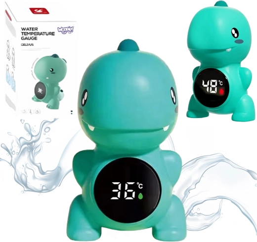 Digitális gyerek hőmérő vízhez és szobába, WOOPIE dinoszaurusz alakú – kék