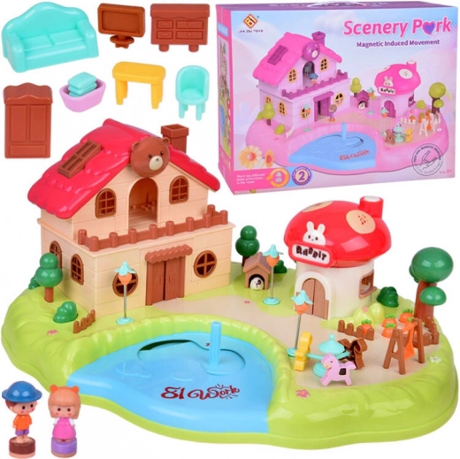 Interaktív mágneses házikó mozgó elemekkel Scenery Park