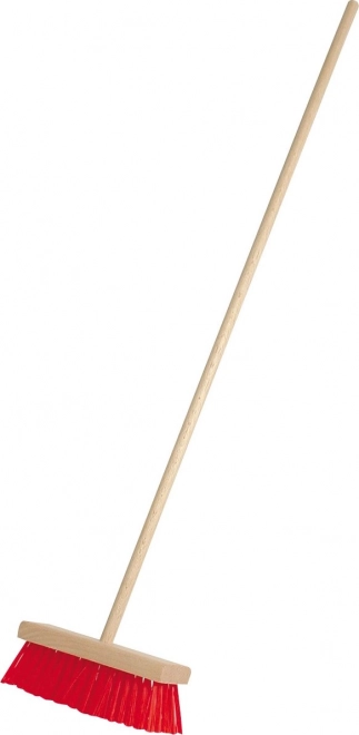 Gyermek seprű bükkfából piros sörtékkel, 65 cm