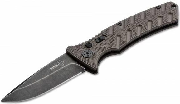 Böker Plus Strike drop point coyote automata kés