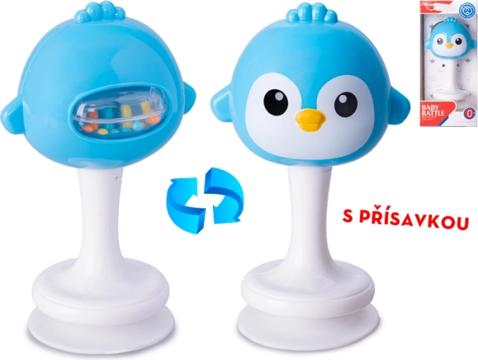 Csőrős madár csörgő tapadókoronggal, 12 cm
