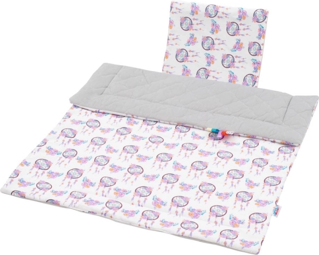 Kétoldalas babakocsi-szett velvetből New Baby – szürke álomfogó motívum