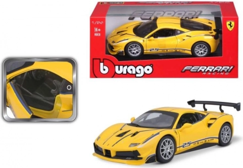 Bburago 1:24 Ferrari 488 Challenge fém modell – sárga