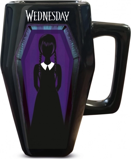 3D koporsó alakú bögre Wednesday motívummal