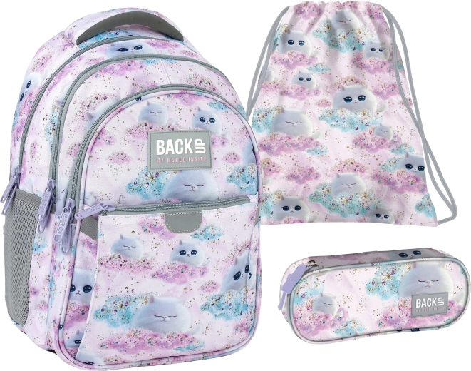 Kedvezményes iskolai szett BackUP Dreamy 3 az 1-ben (hátizsák, tolltartó és tornazsák)