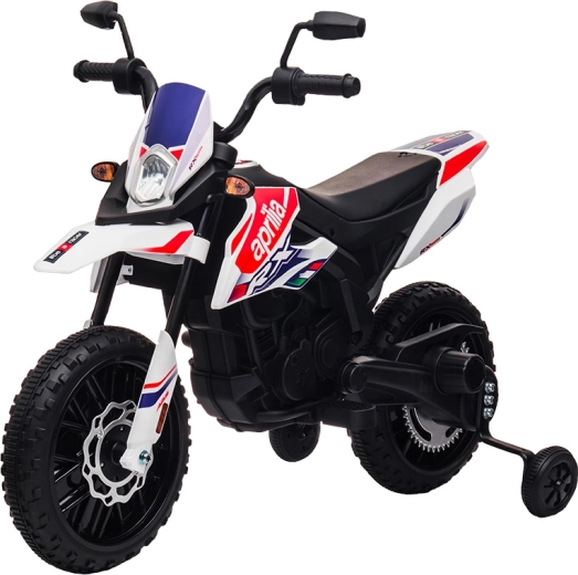 Gyerek elektromos motorkerékpár Aprilia RX-125 fehér