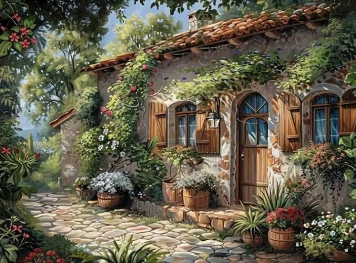 Gyémántfestés – Hangulatos kunyhó 30 × 40 cm