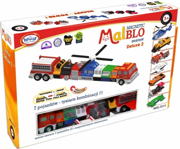MalBlo Deluxe mágneses építőkészlet – járművek