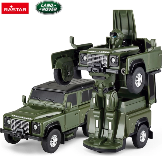 Fém autó és robot 2 az 1-ben Rastar Land Rover Defender 1:32 zöld - 1 db