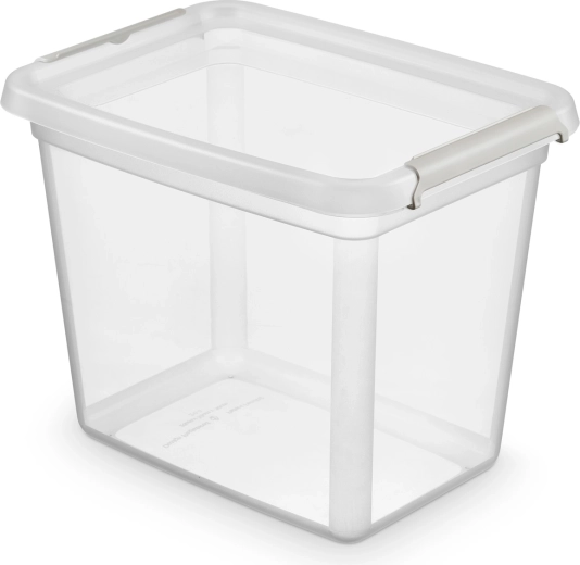 Basestore műanyag tárolódoboz fedéllel és rögzítő csipeszekkel 20 l