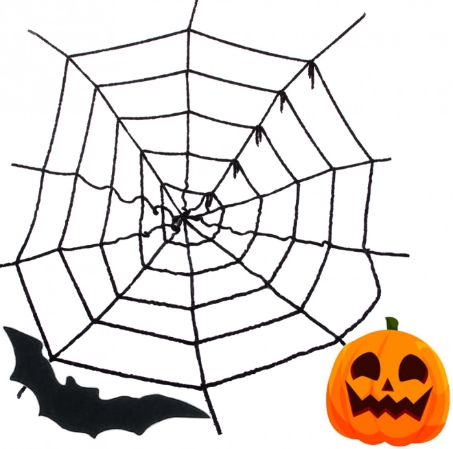 Mű fekete halloweeni pókháló – dekoráció 90 × 90 cm