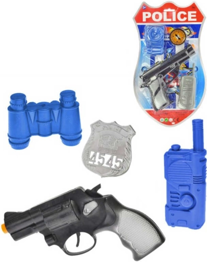 Rendőrségi csattogó pisztoly 18 cm kiegészítő szettel (fényképezőgép/távcső)