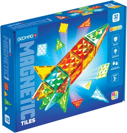 Mágneses építőkészlet GEOMAG Gems Rocket – 32 darab