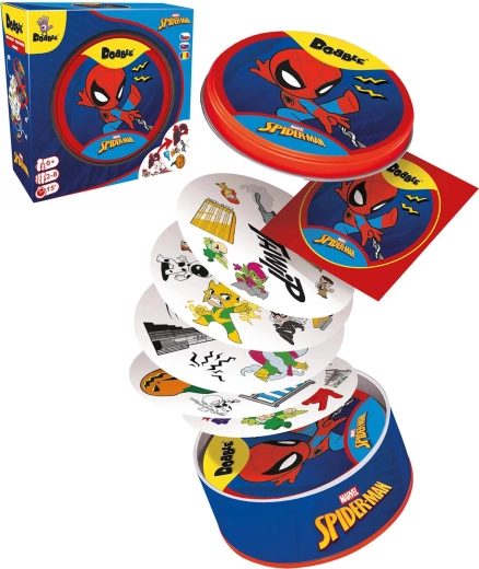 Asmodee Dobble Spider-Man – gyorsasági észlelős társasjáték fémdobozban