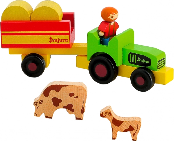 Jeujura fa farmer figurák traktorral