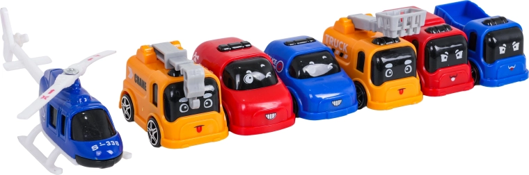 6 kisautó, helikopter és közlekedési tartozékok