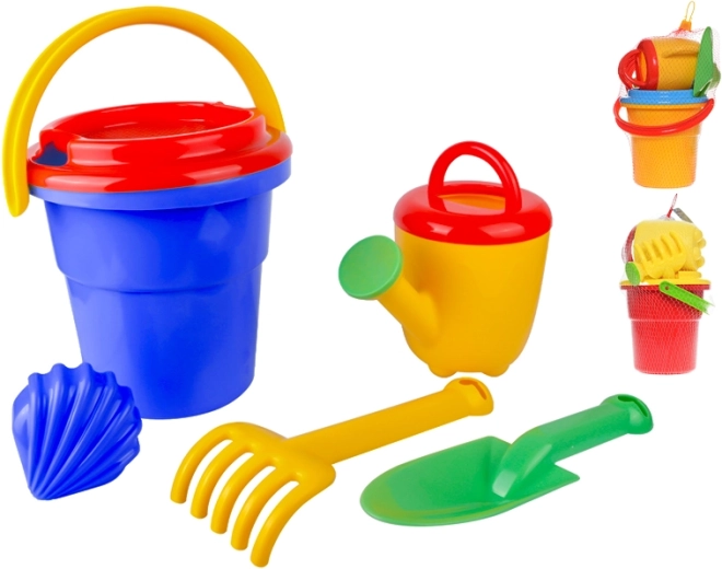 Homokozó készlet vödörrel 18 cm, 6 darab