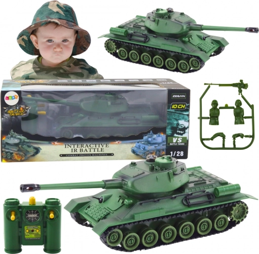 Zöld RC katonai tank forgó toronnyal 1:28