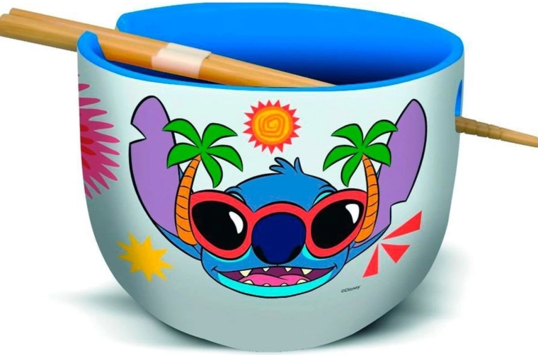 STOR kerámia ramen tál Stitch pálcikákkal