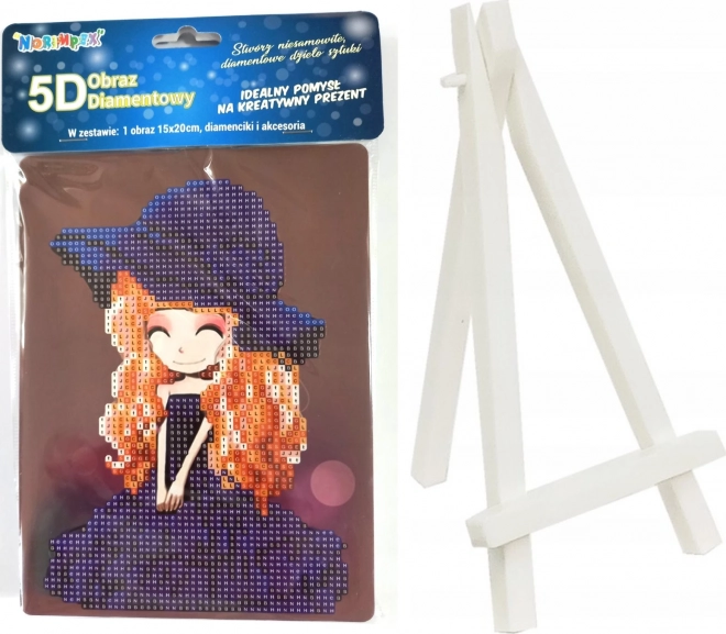 Gyémántszettes festés – lány, 15 × 20 cm, tartóval