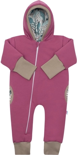 Melegített tavaszi kapucnis overál New Baby Spring rózsaszín-lila