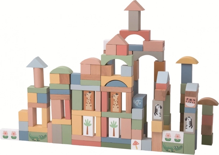 Fa pasztell kockák Safari 120 db