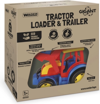 Wader Gigant traktor rakodóval és utánfutóval, 117 cm