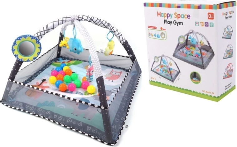 TinyMini Happy Space 2 az 1-ben fejlesztő játszószőnyeg karámmal és labdákkal