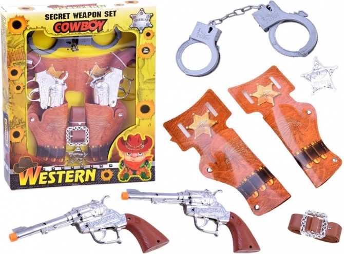 Kovboj játék készlet revolverekkel