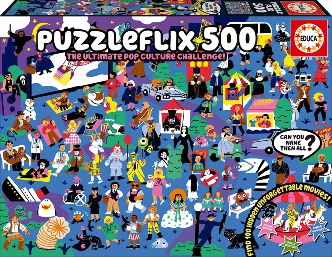 Educa Puzzleflix 500 darab – filmes kihívás 100 rejtett utalással
