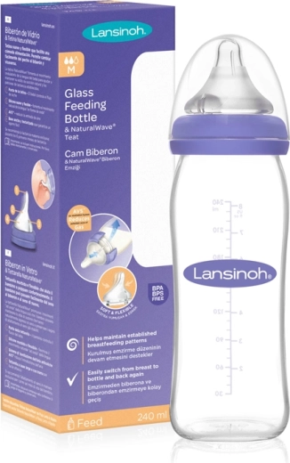 Lansinoh üveg bébi cumisüveg NaturalWave (M) cumival 240 ml