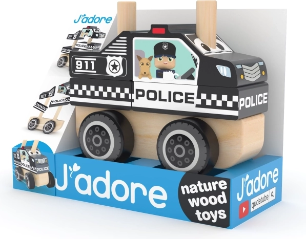 Összerakható fa rendőrautó