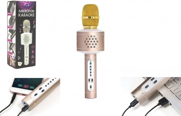 Bluetooth karaoke mikrofon beépített hangszóróval és echo effekttel – Arany