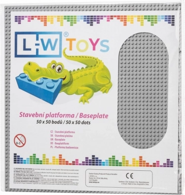 Nagy építőlap 50×50 pötty – szürke (kompatibilis a LEGO-val)