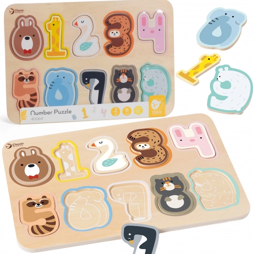 Klasszikus Fa Puzzle Számok Montessori 11 db