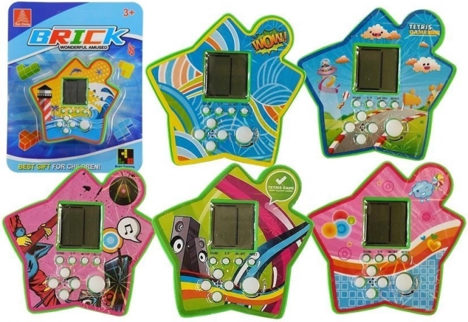 Zsebméretű elektronikus Tetris játék csillag alakban – zöld