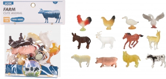 12 darabos farm állatfigura készlet