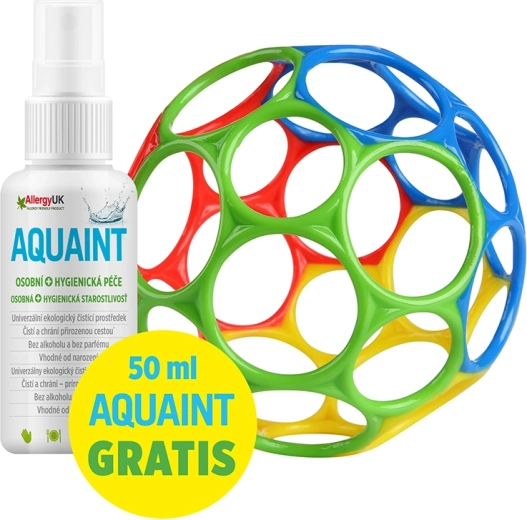 Oball Rattle csörgő 10 cm kék + Aquaint ökológiai tisztítóvíz 50 ml
