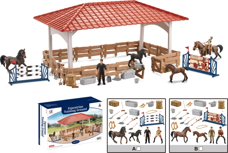 Farmi állatok – nagy lovaspálya tartozékokkal