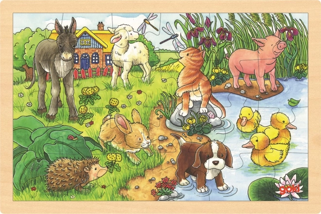 Fa puzzle Állatok az állatfarmon 24 darabból