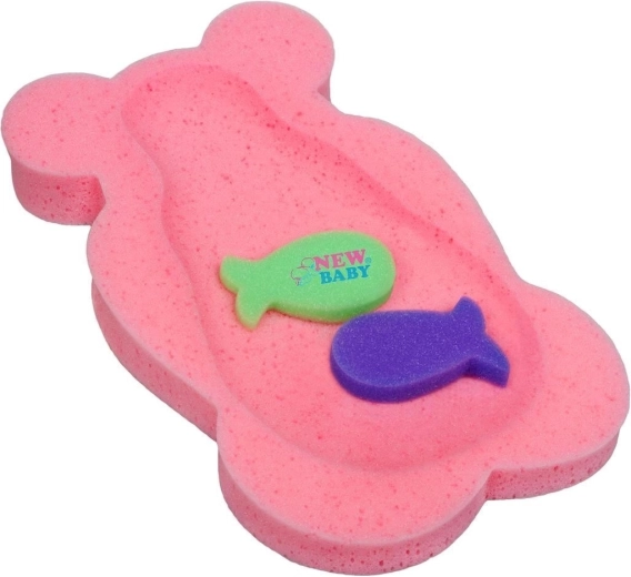 New Baby Basic habszivacs fürdetőbetét kádba, rózsaszín maci