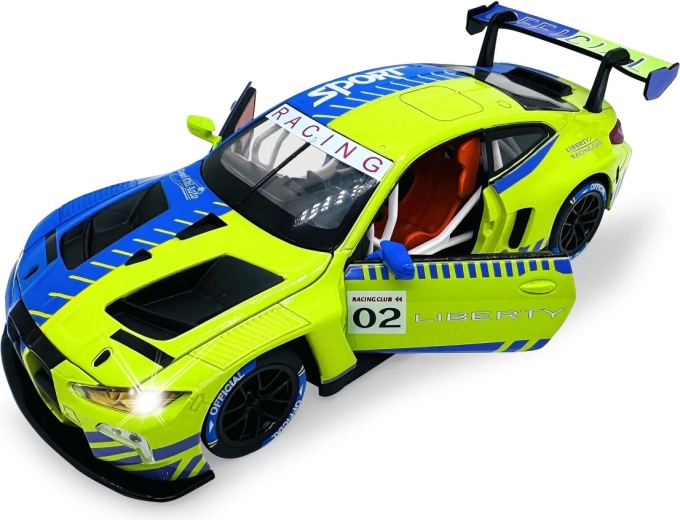 BMW M4 GT3 fémmodell 1:24 méretarányban, fény- és hanghatásokkal