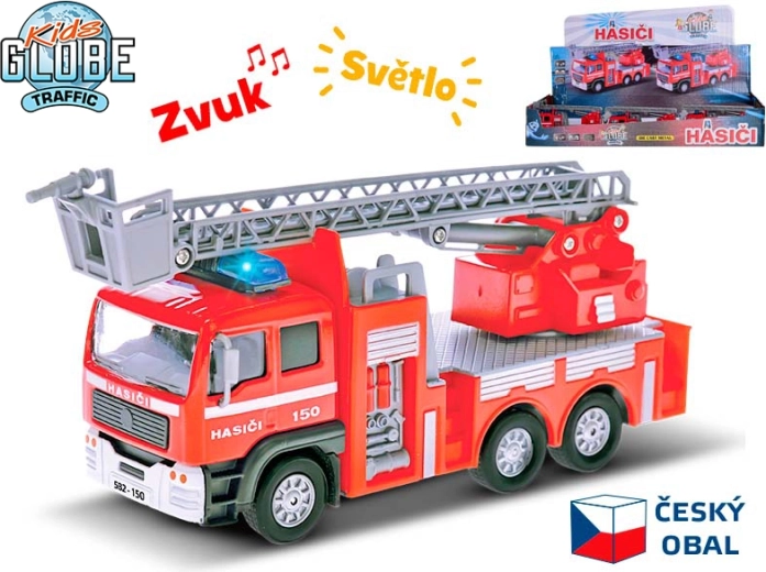 Tűzoltóautó fénnyel és hanggal 14 cm – Kids Globe Traffic