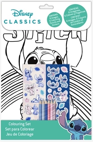 Stitch színezőkészlet ceruzákkal és matricákkal