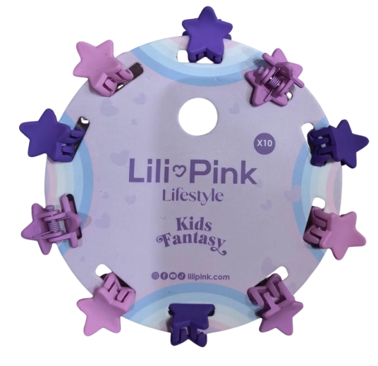 PINK szett mini hajcsatokkal csillag forma lila és rózsaszín (10 db)