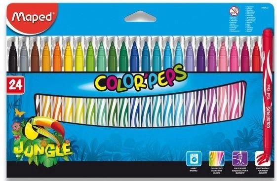 Mosható filctollak MAPED Color'Peps Jungle, 24 db
