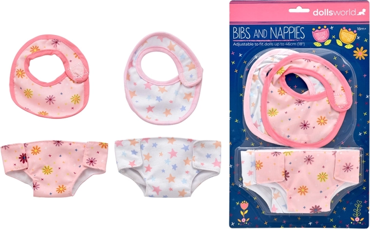 Dolls World előkék és pelenkák 46 cm-es babákhoz