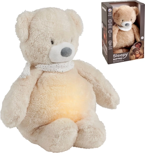 Nattou plüss zenélő altató éjjeli fénnyel és sírásérzékelővel Sleepy Bear bézs